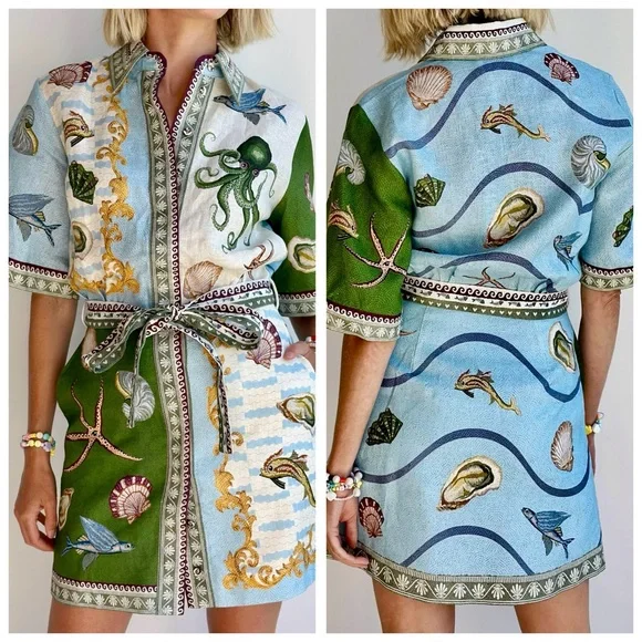 Unbranded White Starfish Mini Shirt Dress - Picture 4 of 7